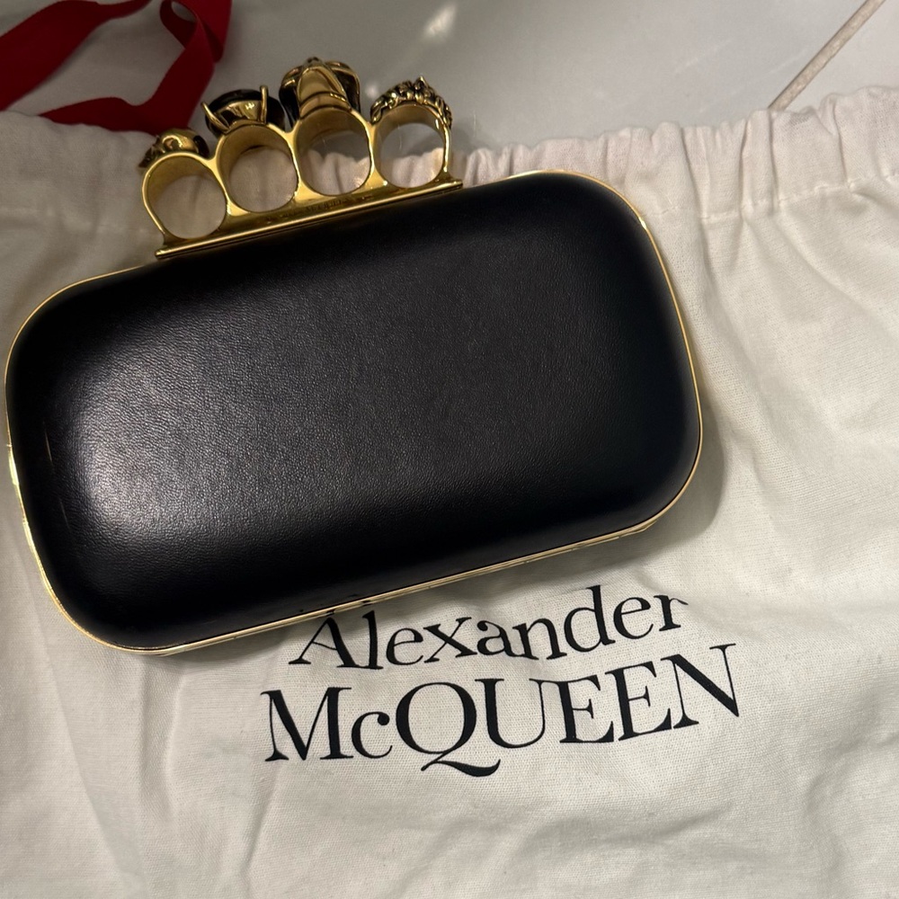 Alexander McQueen Black and Gold Knuckle Clutch